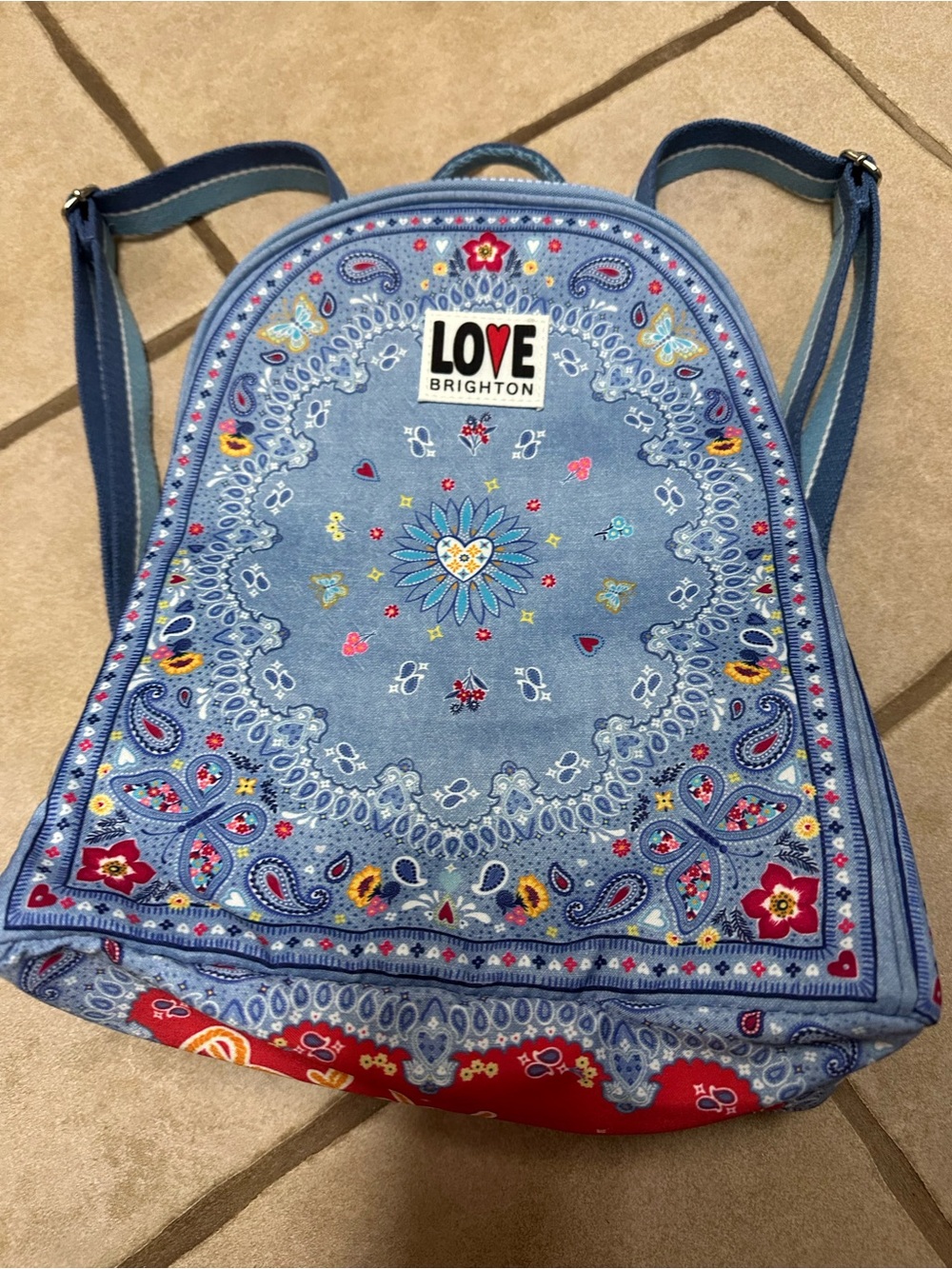 Brighton Blue Floral Paisley Bandana Backpack